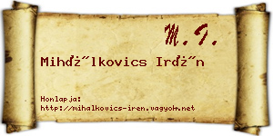 Mihálkovics Irén névjegykártya